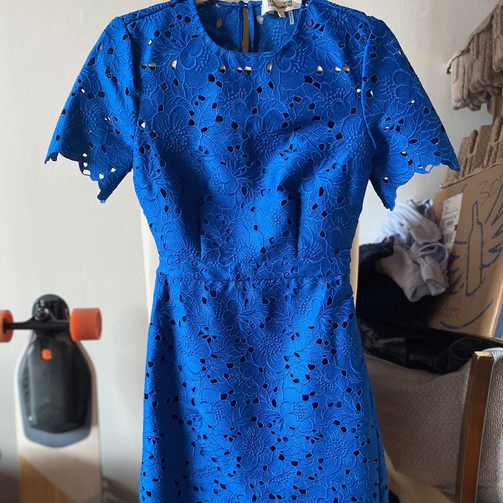 DVF Alma French Blue Lace Dress